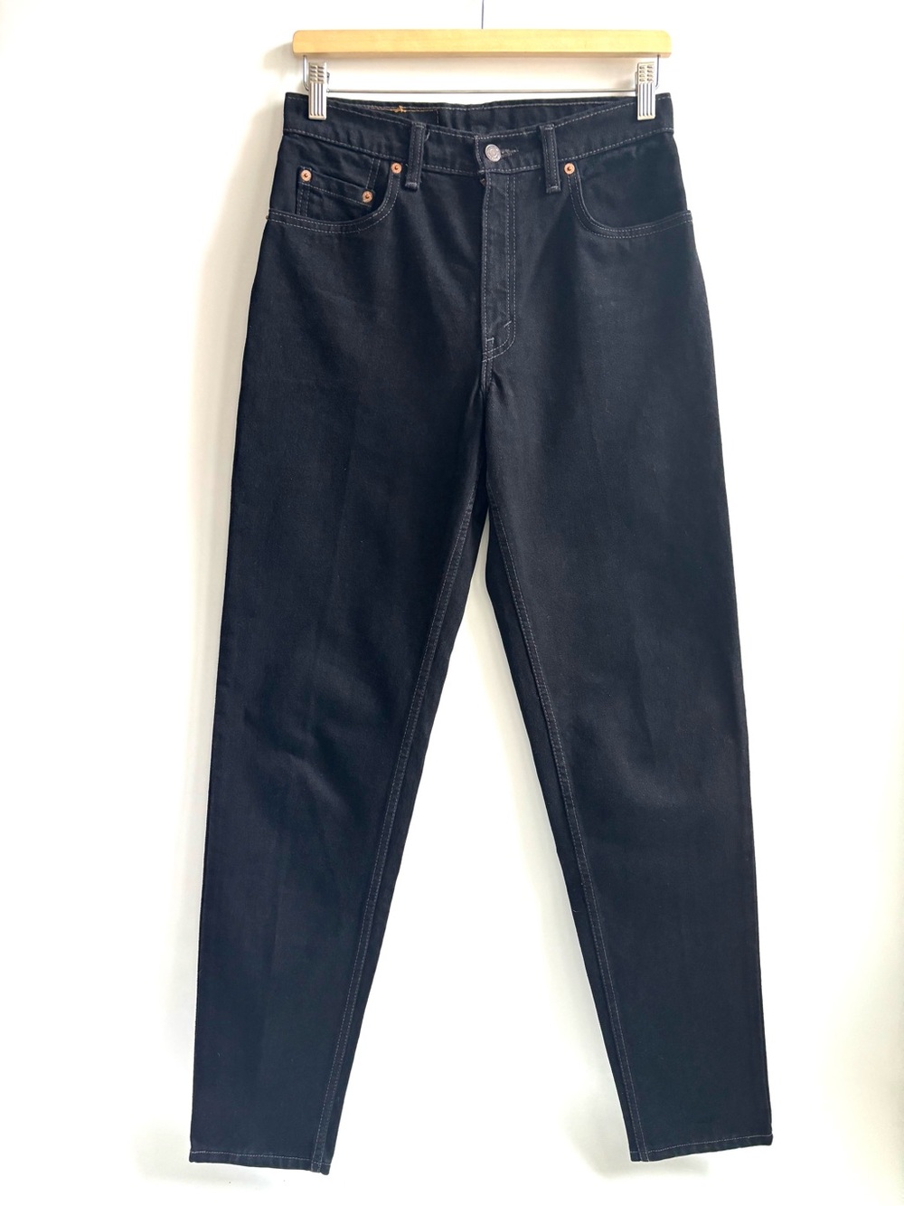 Levis 550 Vintage Relaxed Fit Tapered Leg Black Denim Jeans Size 9 Long